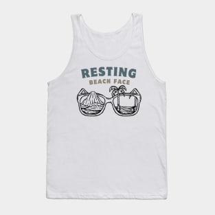 Resting Beach Face - Summer Humor Vacation Mode - Funny Beach Saying | Summer Vacation Tropical Relaxation Tank Top